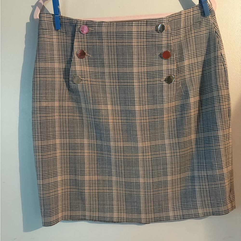 H&M Academia Black and Tan Plaid Mini Pencil Skirt Grandpacore Gilmore Girls